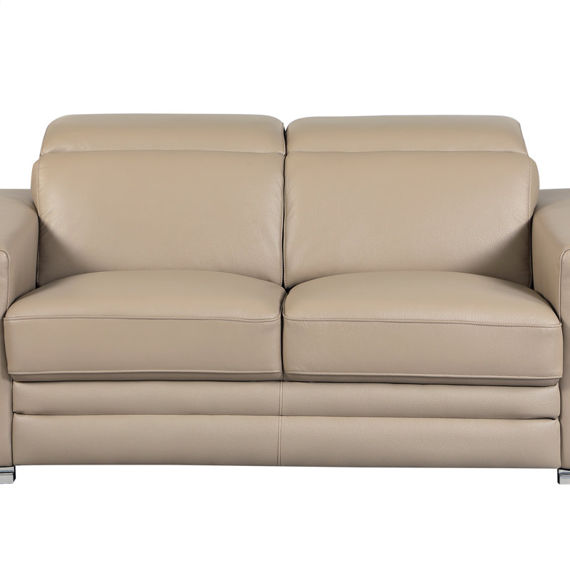 Causeuse en cuir italien à grain supérieur, Beige