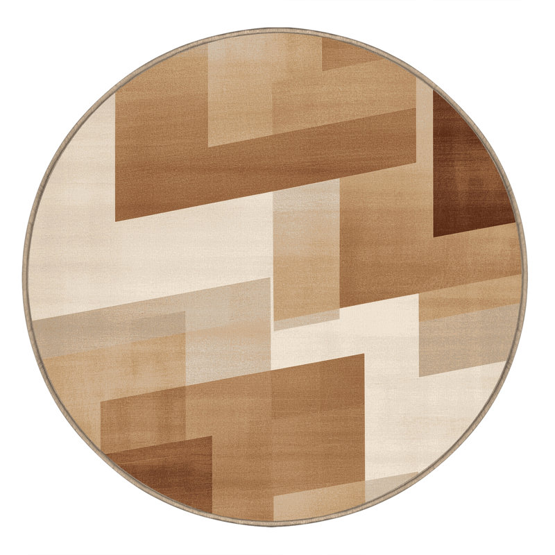 Tapis brun moelleux doux et moelleux à motif ombré moderne et chic Cozine, 5' Round