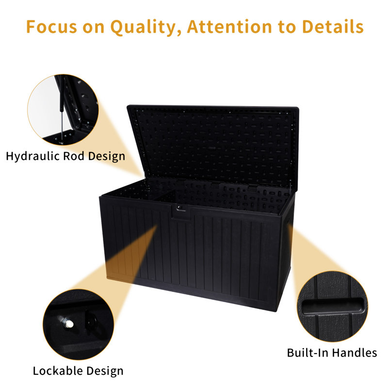 230 Gallon Resin Outdoor Deck Box Waterproof, 32.68" H x 69.68" W x 32.28" D