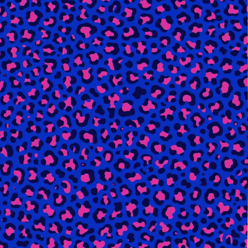 Leopard Print Pattern Comforter, Queen, Medium Blue Dark Pink
