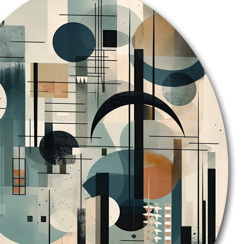 «Blue Orange Minimalisme Quiet Profondeurs - Minimalisme abstrait, art mural rond sur métal, H 36 po x l 36 po x P 1 po