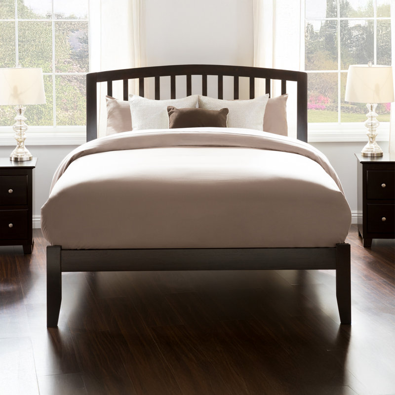 Lit plateforme en bois massif Careaga, Lit double, Espresso