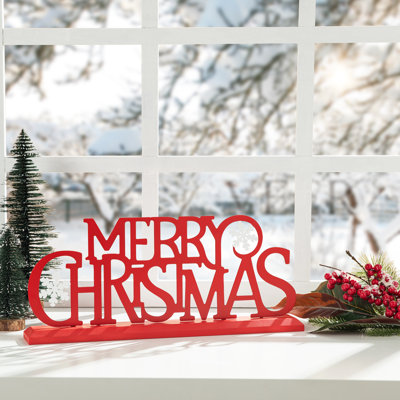 Décoration de table L 18 po en bois et métal Joyeux Noël