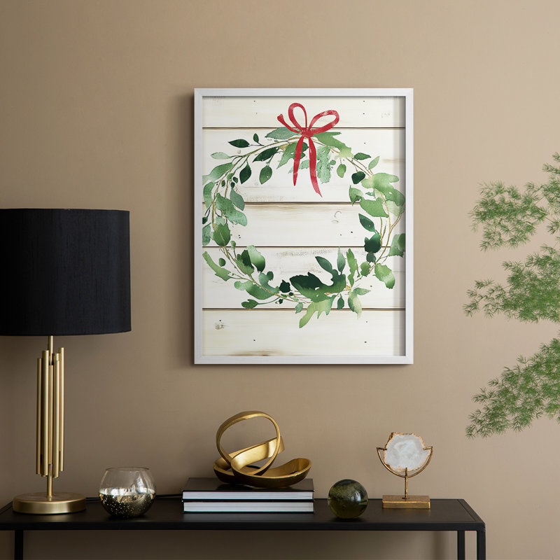 «Christmas Holiday», art encadré Dcccxxxvi - bois massif, H 15 po x l 12 po, Blanc
