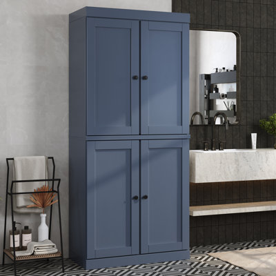 100% Solid Wood 32" Bathroom Storage Cabinet with Shaker Doors & Adjustable Shelves