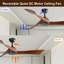 52 Inch Indoor Modern Ceiling Fan No Light 6 Speed Remote 3 Solid Wood Blade Reversible Dc Motor For Living Room