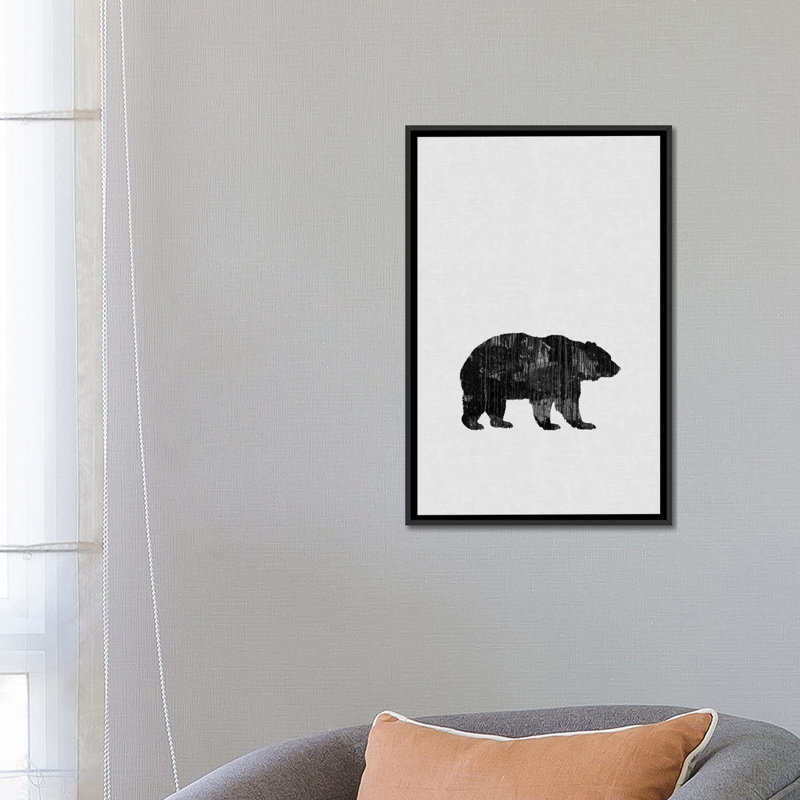 «Bear», impression sur toile, H 26 po x l 18 po x P 1,5 po, Toile avec cadre noir, Pas de tapis
