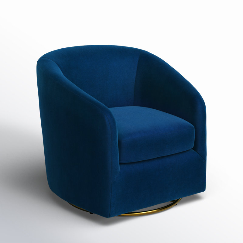 Holden 31.5" Wide Velvet Swivel Barrel Chair, Velours marine