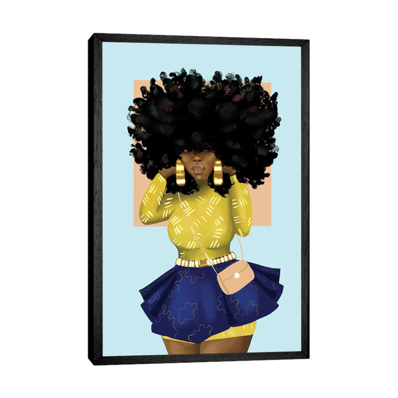 Afro Bomb - Print on Canvas, 66.04 cm H x 45.72 cm W, Black Framed