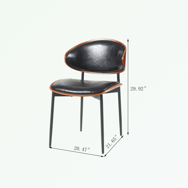 Ensemble de 2 chaises de salle à manger en polyuréthane sans accoudoirs avec pieds en métal, Noir, noir, noir, noir