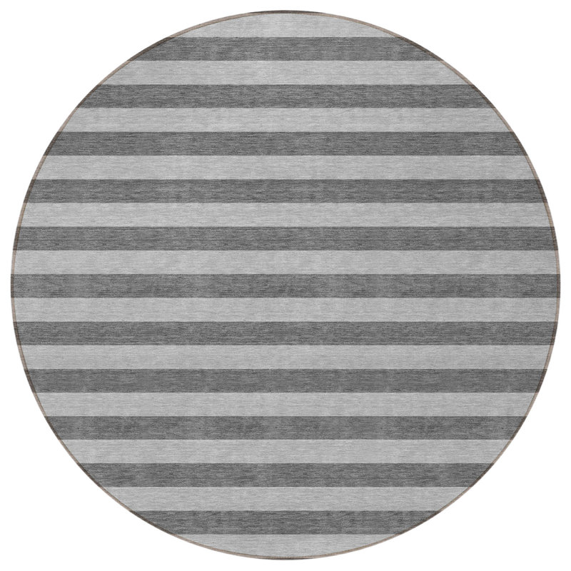 Tapis d'intérieur rond 8 po gris et blanc