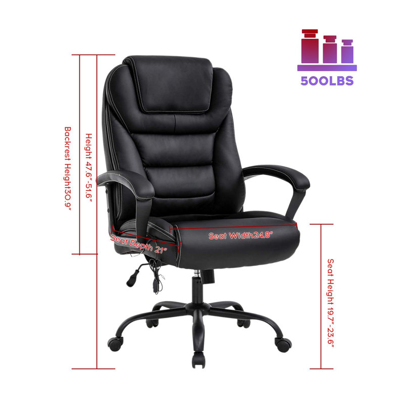 Fauteuil de bureau ergonomique Big and Tall, Noir
