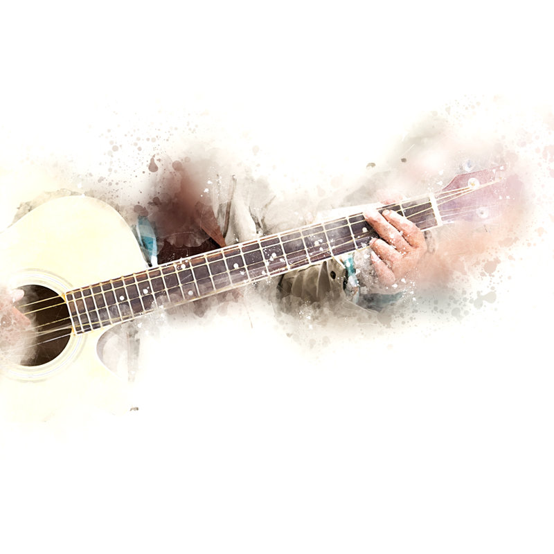 Acoustic Guitar by Punnarong - Wrapped Canvas Print, 81cm H x 122cm W