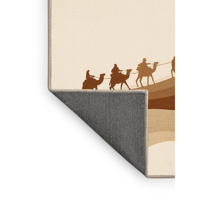Tapis beige moelleux moelleux et moelleux de couleur caramel du désert Sahara, 5 x 8