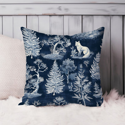 Animals Fox Pattern Navy Blue VII Wild Animals Foxes Pillow Cover