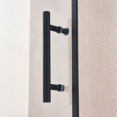 Porte de douche simple en alliage d'aluminium, verre trempé clair de 1/4 po (6 mm) d'épaisseur.