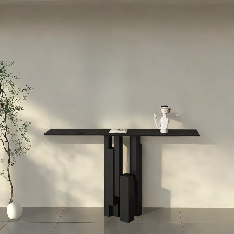 Console Luxury S, Noir, noir, noir, noir, H 33,5 po x l 55,1 po x P 11,8 po, Noir, noir, noir, noir