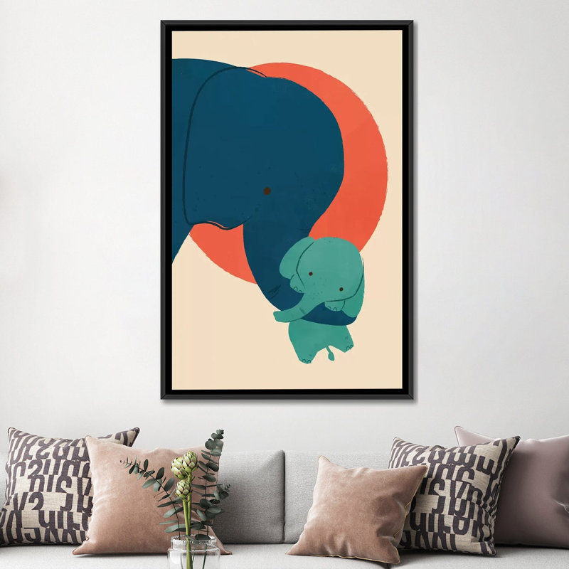 «Baby Elephant», impression sur toile, H 26 po x l 18 po x P 1,5 po, Toile encadrée noire, Pas de tapis