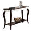 Moderne, table, noyer et blanc, pieds, plateau fixe, tablier à volutes blanc, pas de rangement, présentoir décoratif, espace de vie principal, placage de bouleau de peuplier rectangulaire, design moderne,