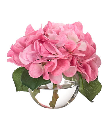 Hydrangea, Pink, Glass Bubble, 8wx7dx6h