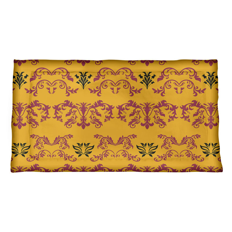 Football Baroque Pattern Pillow Sham, King, Microfiber, Yellow/Red/Black