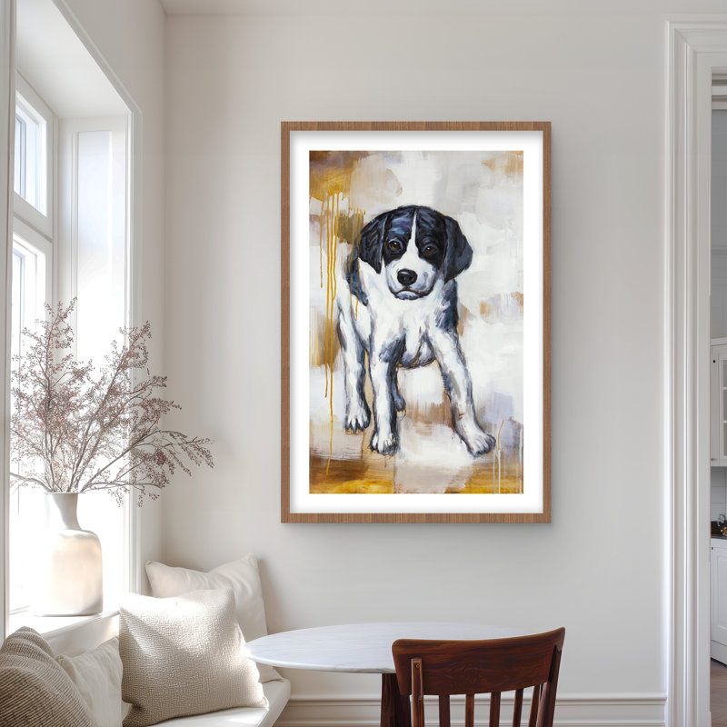 Curieux chiot - impression encadrée industrielle matte pour chien