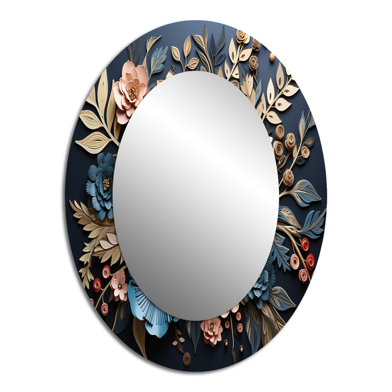 Miroir mural traditionnel bleu et doré, 40 po x 30 po