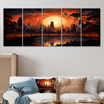 «Nyc Central Park Mystic Sunrise - New York», art mural 5 pièces