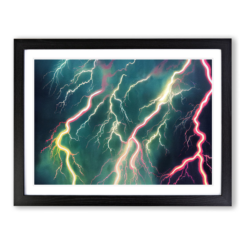 Evolving Lightning Bolt - Framed Print, Black, 34cm H x 46cm W x 2cm D