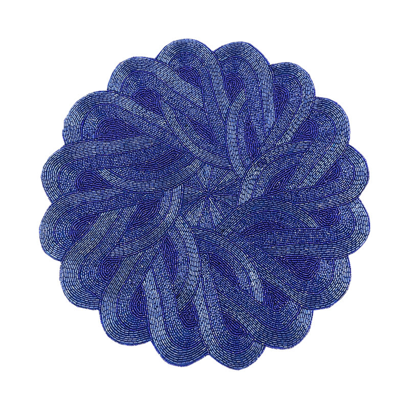 Hand Beaded Braided Circular, Blue