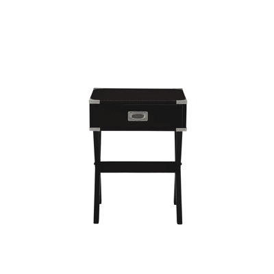 Table d'appoint moderne carrée noire pour la décoration intérieure - Tiroir fonctionnel et détails en métal avec rangement