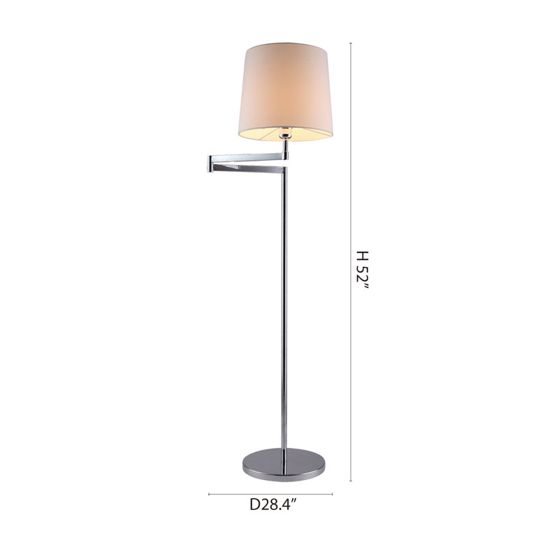 Lampe sur pied 1 lumière en chrome avec abat-jour tambour blanc