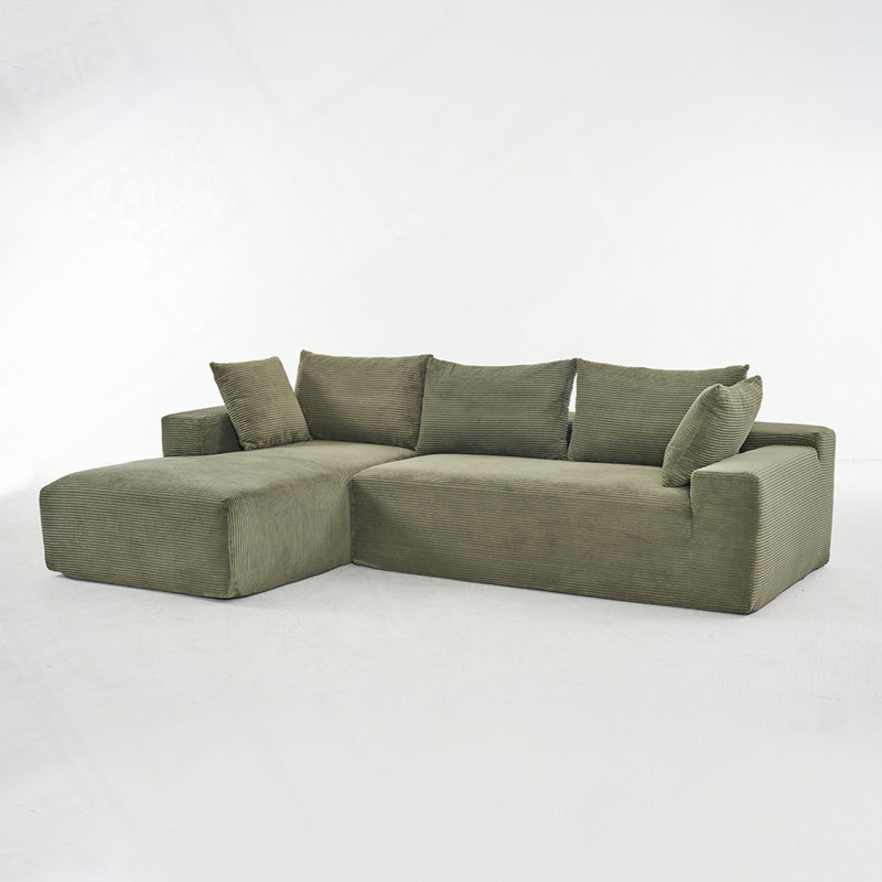 Canapé modulaire 2 pièces, Velours côtelé vert