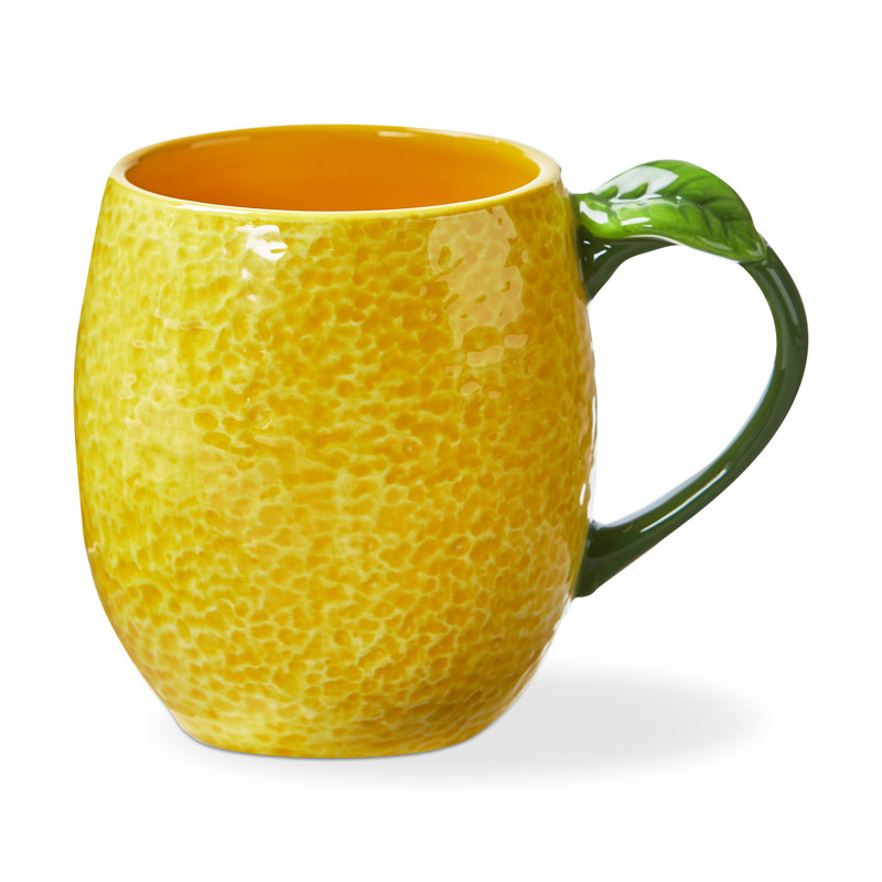 Lemon Sculpted Mug Yellow Multi Earthenware Everyday 20 Oz