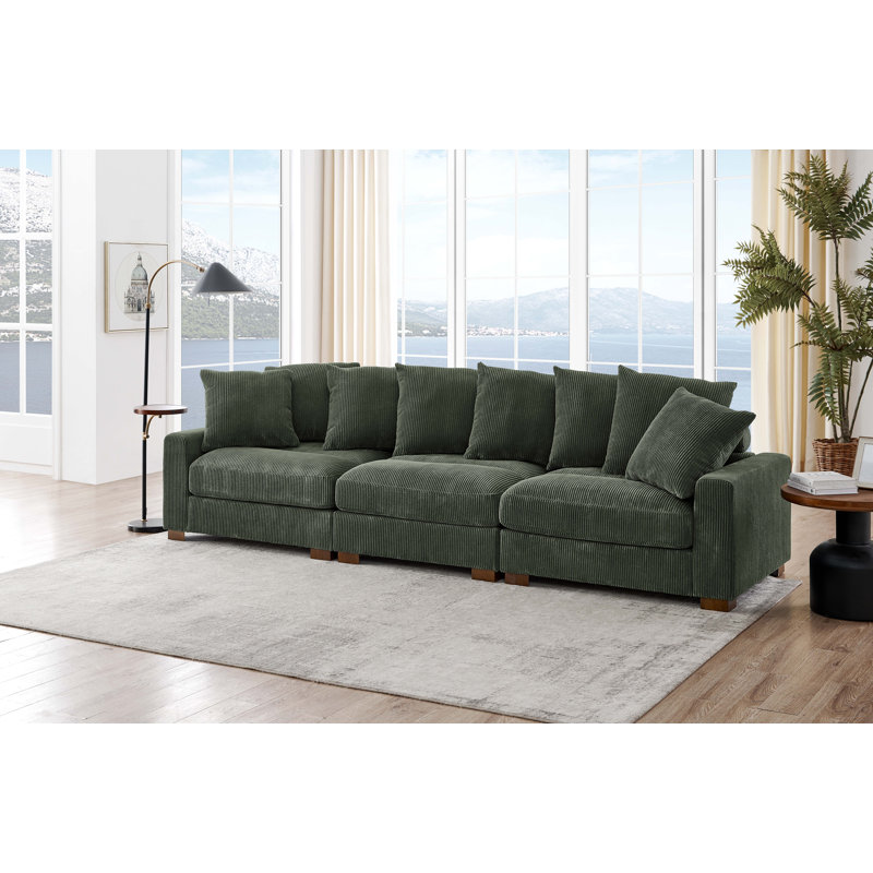 Yamal 122'' Corduroy Sofa, Green
