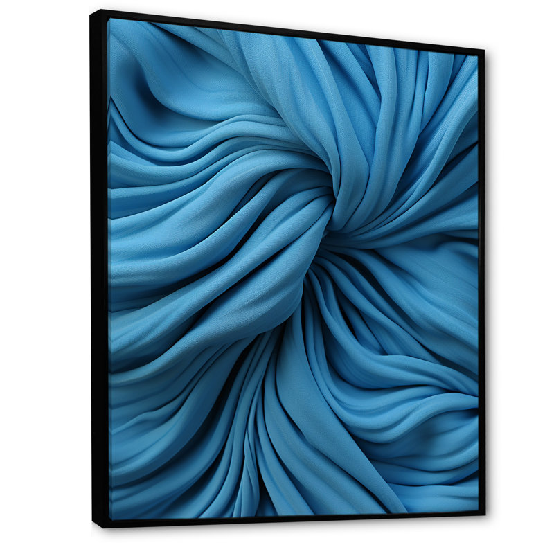 Silk Abstract Fractal Blue - Art mural abstrait, Cadre flottant noir, H 44 po x l 34 po x P 1,5 po