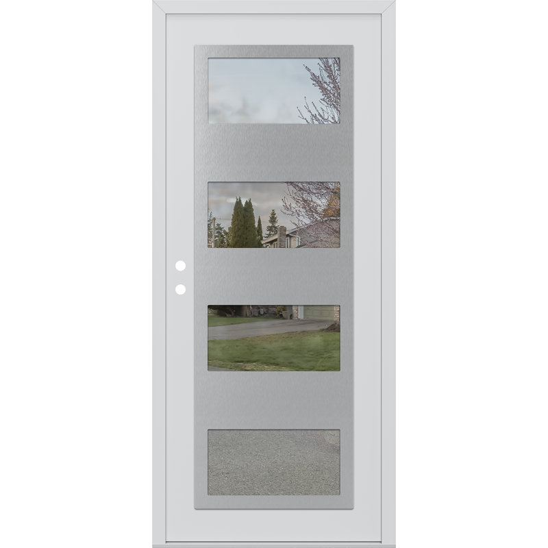 Porte d'entrée pré-suspendue blanc / blanc, Oui, Clair