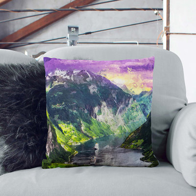 Cruise Ships Passing By Norway In Abstract Square Throw Cushion