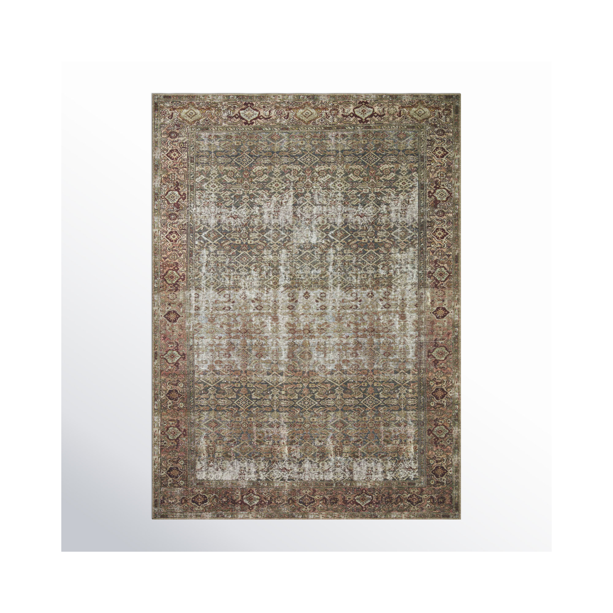 Georgie Oriental Moss/Salmon Area Rug, Rectangle 8'4" x 11'6"