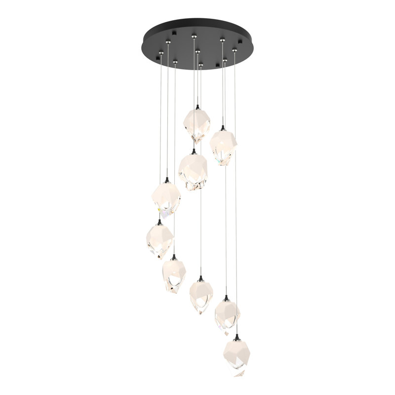Chrysalis 9 - Light Cluster Geometric Pendant, Black, White, 12" - 80"