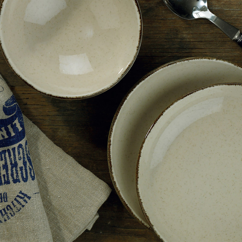 Walter Piece Porcelain China Dinnerware Set - Service for 6, Cinnamon