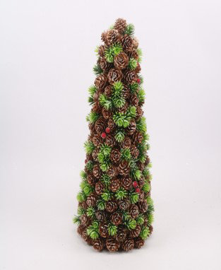 Mini Pinecone And Frosted Wild Berries Christmas Cone Tree - 15"