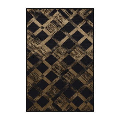 Tapis damier noir lavable à la machine