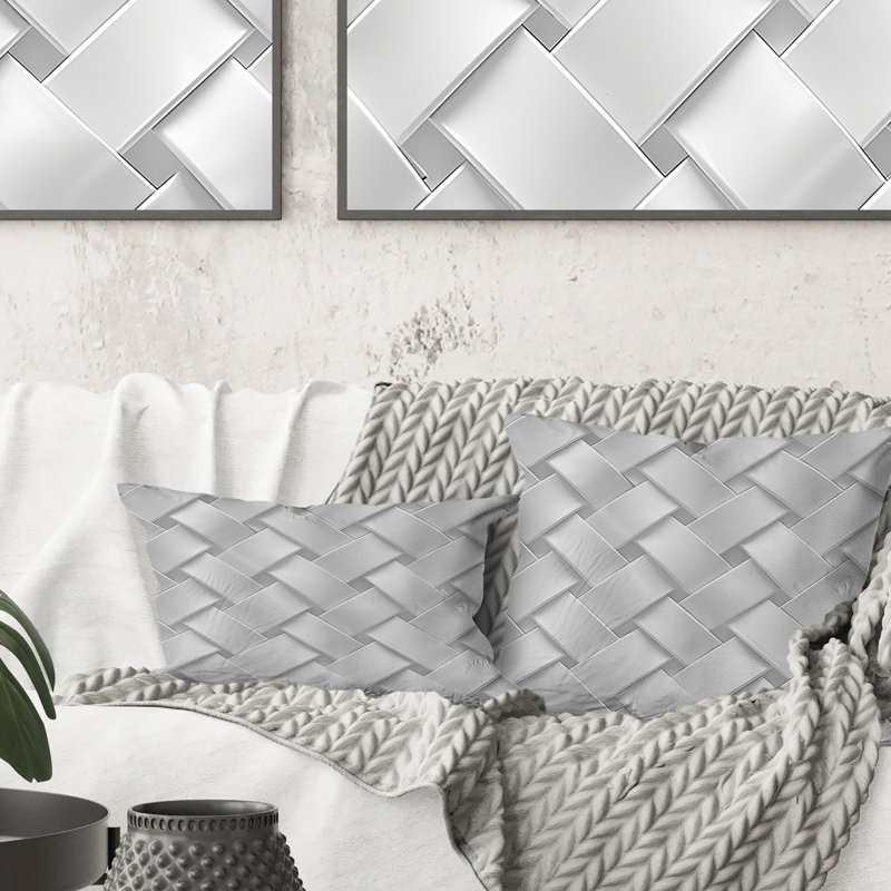 Coussin décoratif gris moderne, H 16 po x l 16 po