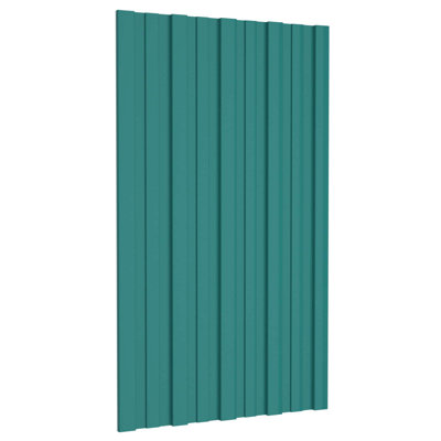 vidaXL Roof Panel 12 pcs Green 31.50 x 17.72 in Galvanised steel