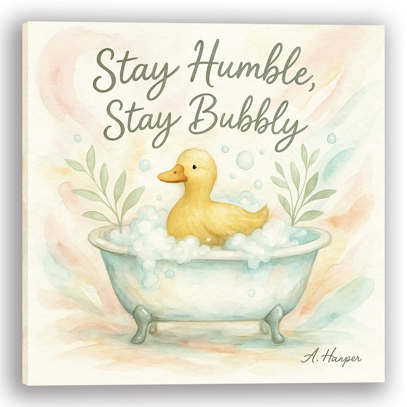 «Stay Humble, Stay Bubily», art mural en toile pour salle de bain, H 30 po x l 30 po