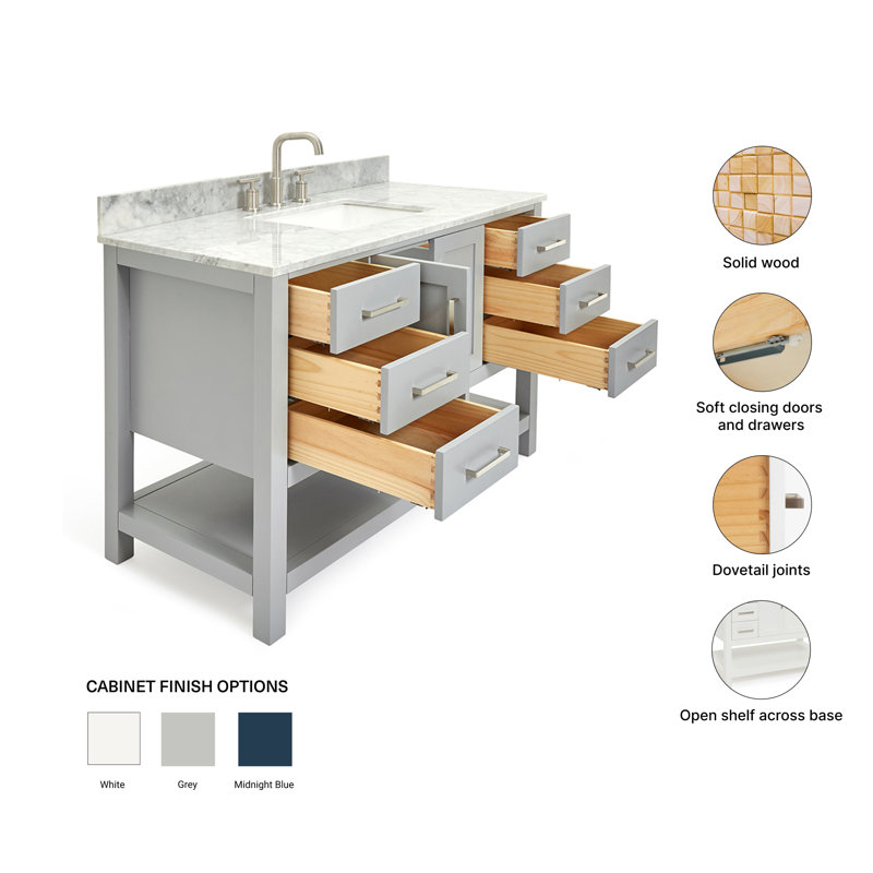 Ensemble de meuble-lavabo simple 49 po Alemanno, Gris, Rectangular, 49"