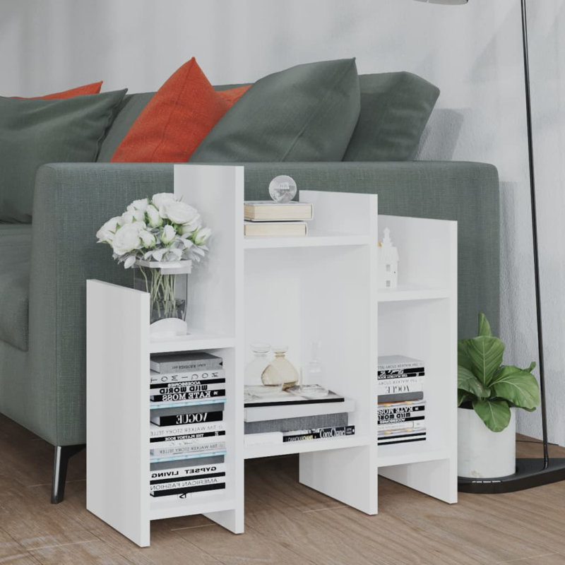 Gieslinde Floor Shelf End Table, White, White
