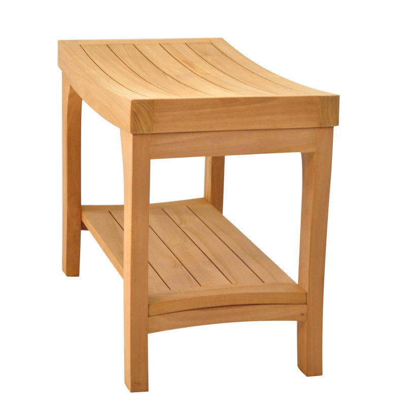 Spateak Grade-A Teak Wood Melbourne Shower Seat 24" Outdoor Patio Stool Bench