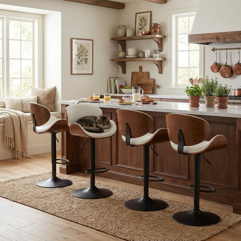 Swivel Upholstered Counter Stool, 24''-32''h Adjustable Seat Height Bar Stool, Modern Fabric Pub Stool With Metal Frame